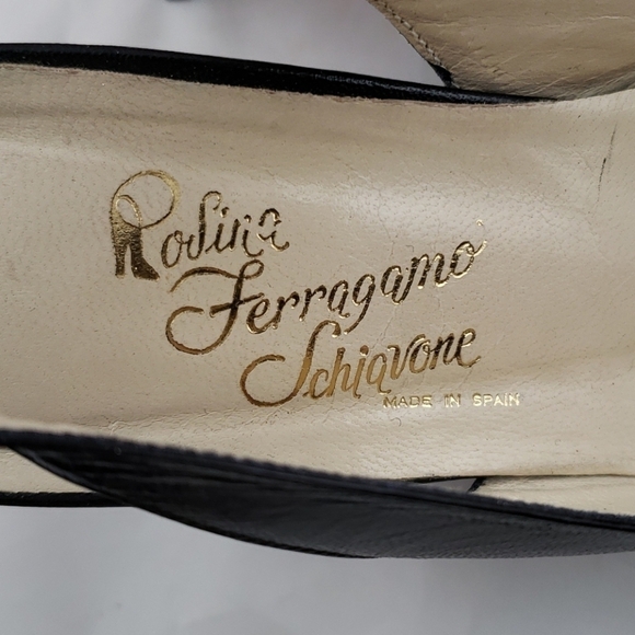 Ferragamo Rosina Ferragamo Schiavone Reno Sling Backs EUC In Box Black - Picture 9 of 15